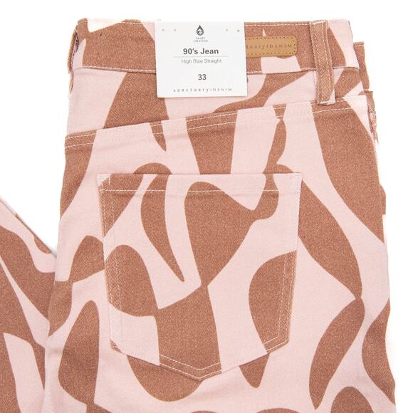 Sanctuary Animal Print Lion River High Rise Straight 90's Jeans Size 33 - Picture 4 of 14